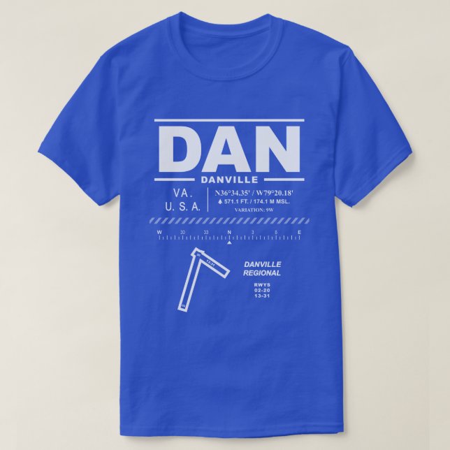 Danville Regional Airport DAN T-Shirt (Design Front)