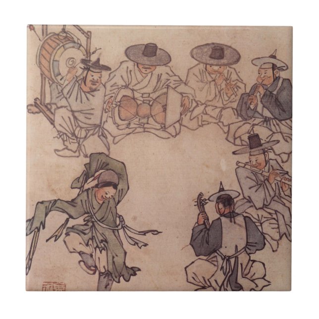 Danwon Mudong Korean Traditional Painting Ceramic Tile (Front)