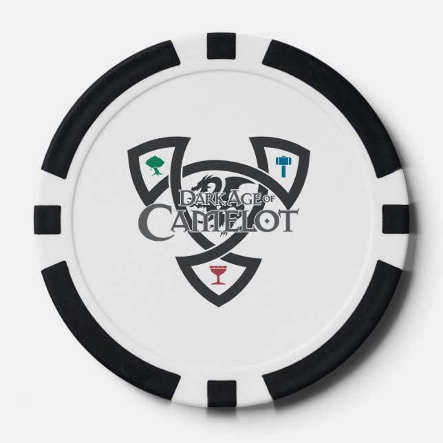 DAoC Knot Clay Poker Chips, Black Striped Edge Poker Chips (Front)