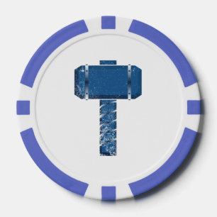 DAoC Midgard Clay Poker Chips, Blue Striped Edge Poker Chips