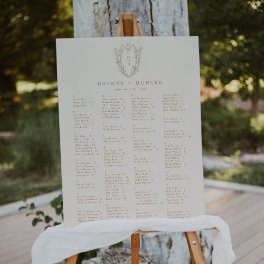 DAPHNE Botanical Cream Gold Wedding Seating Chart Foam Board
