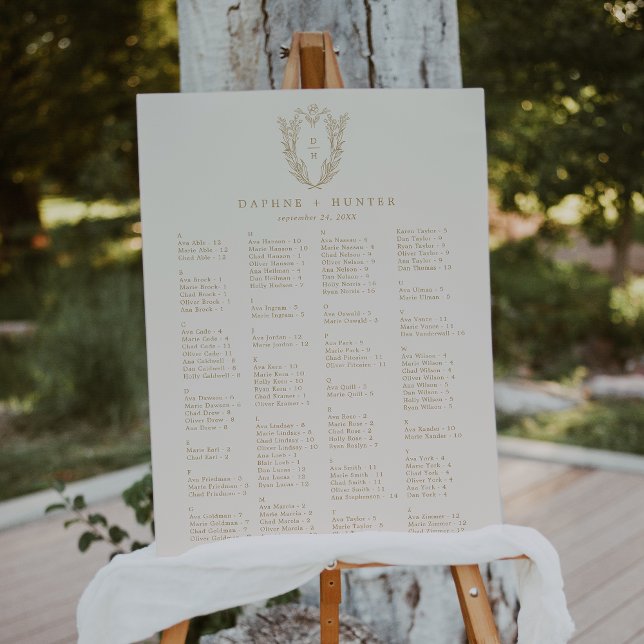 DAPHNE Botanical Cream Gold Wedding Seating Chart Foam Board (DAPHNE Botanical Cream Gold Wedding Seating Chart Foam Board)