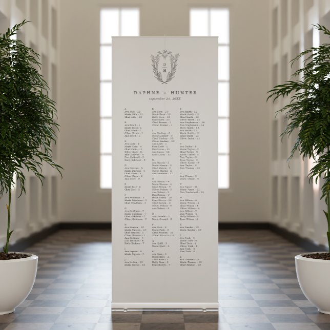 DAPHNE Classic Boho Elegant Wedding Seating Chart Retractable Banner (DAPHNE Classic Boho Elegant Wedding Seating Chart Retractable Banner)