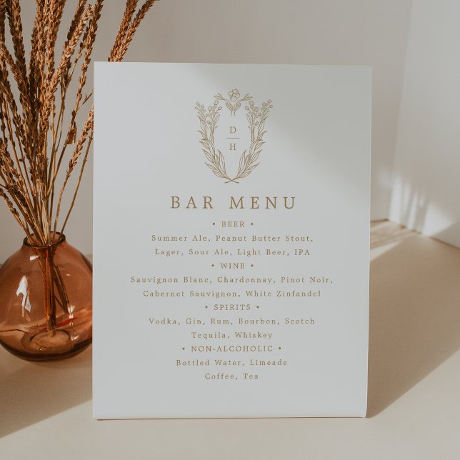 DAPHNE Classic Gold White Wedding Bar Menu Sign (DAPHNE Classic Gold White Wedding Bar Menu Sign)