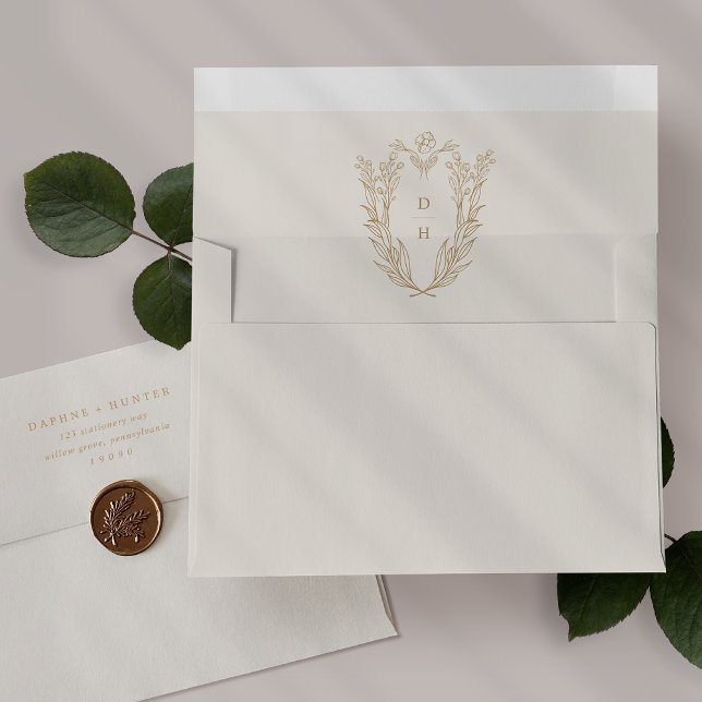 DAPHNE Cream and Gold Wedding Invitation Envelopes (DAPHNE Cream and Gold Wedding Invitation Envelopes)