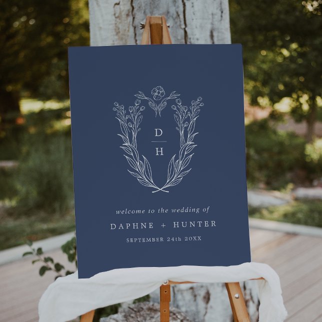 DAPHNE Dark Blue Elegant Navy Wedding Welcome Sign (DAPHNE Dark Blue Elegant Navy Wedding Welcome Sign)