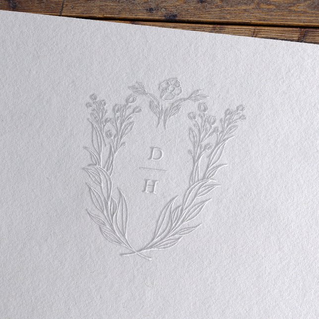 DAPHNE Floral Greenery Monogram Elegant Wedding Embosser (DAPHNE Floral Greenery Monogram Elegant Wedding Embosser)