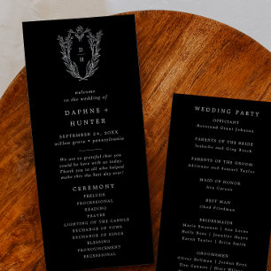 DAPHNE Minimalist Dark Black Elegant Wedding Program
