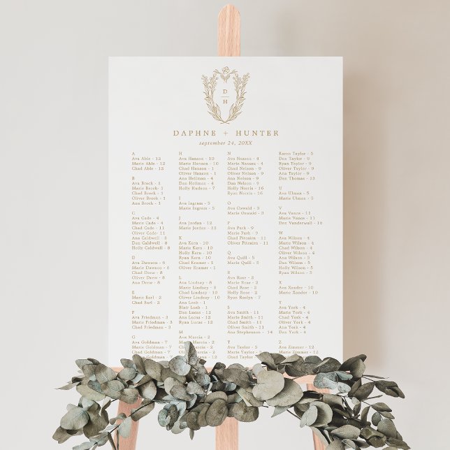 DAPHNE Simple Gold and White Wedding Seating Chart Foam Board (DAPHNE Simple Gold and White Wedding Seating Chart Foam Board)