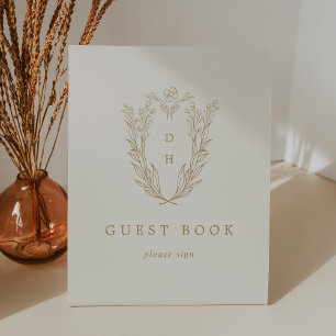 DAPHNE Vintage Cream Gold Wedding Guest Book Sign