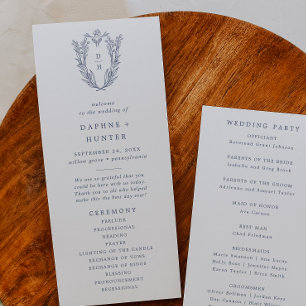 DAPHNE White Blue Modern Simple Elegant Wedding Program