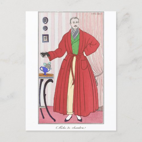 Dapper 1913 Man Wearing Robe by Georges Barbier  Postcard