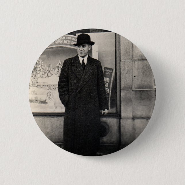 dapper 1930s man photo button (Front)