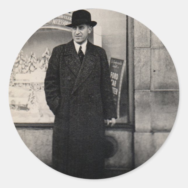 dapper 1930s man photo classic round sticker (Front)