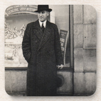 dapper 1930s man photo drink coaster