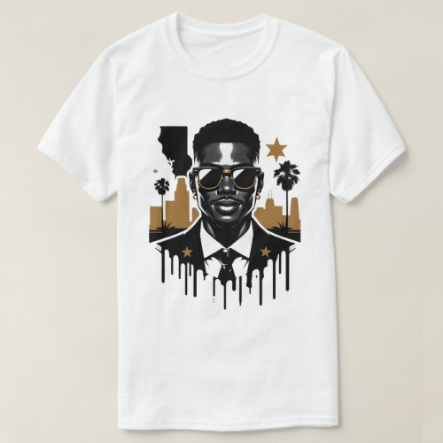  Dapper African American Man California Drip Logo T_Shirt