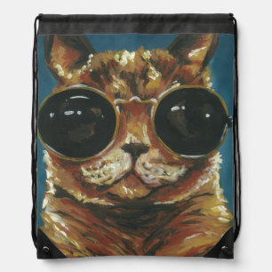 Dapper Animal   Kitty In Sunglasses Drawstring Bag