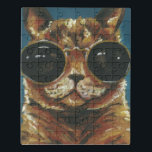 Dapper Animal | Kitty In Sunglasses Jigsaw Puzzle<br><div class="desc">This print features a brown kitty in round sunglasses | By Jennifer Rutledge</div>