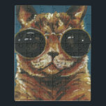 Dapper Animal | Kitty In Sunglasses Jigsaw Puzzle<br><div class="desc">This print features a brown kitty in round sunglasses | By Jennifer Rutledge</div>