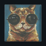 Dapper Animal | Kitty In Sunglasses Magnet<br><div class="desc">This print features a brown kitty in round sunglasses | By Jennifer Rutledge</div>