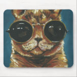 Dapper Animal | Kitty In Sunglasses Mouse Pad<br><div class="desc">This print features a brown kitty in round sunglasses | By Jennifer Rutledge</div>