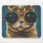 Dapper Animal | Kitty In Sunglasses Mouse Pad<br><div class="desc">This print features a brown kitty in round sunglasses | By Jennifer Rutledge</div>