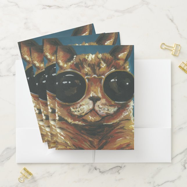 Dapper Animal | Kitty In Sunglasses Pocket Folder (In Situ)