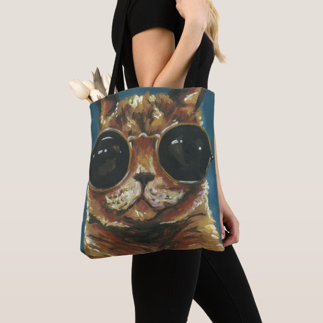 Dapper Animal | Kitty In Sunglasses Tote Bag (Close Up)