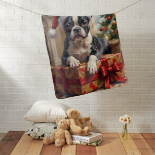 Dapper Boston Terrier Dog Christmas Gift Baby Blanket