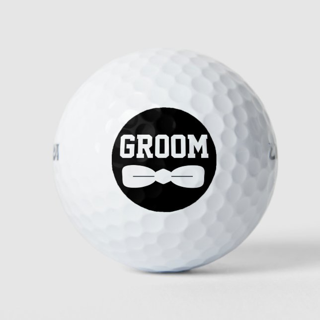 Dapper Bow tie Groom Black Circle Golf Balls (Front)