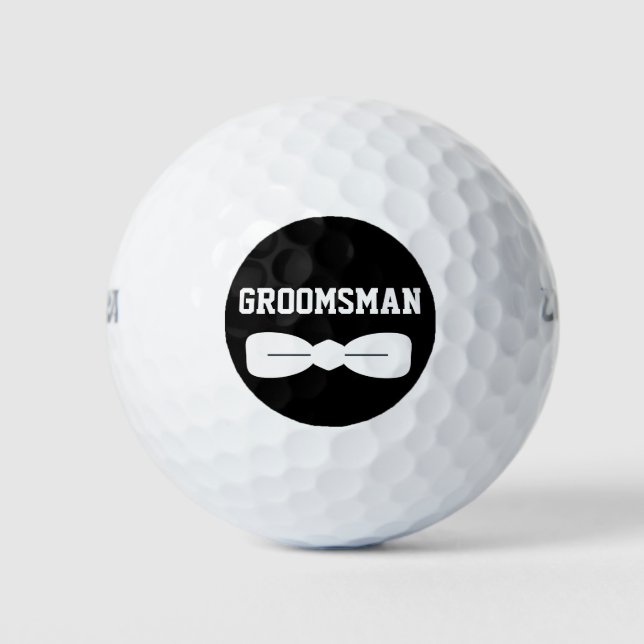 Dapper Bow tie Groomsman Black Circle Golf Balls (Front)