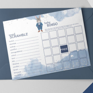 Dapper Boy Bunny in a Blue Suit Baby Shower Games Notepad