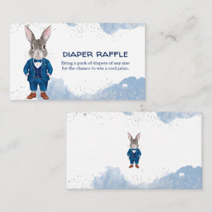 Dapper Boy Bunny in a Blue Suit Diaper Raffle Enclosure Card