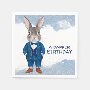 Dapper Boy Bunny in a Blue Suit Party Napkins