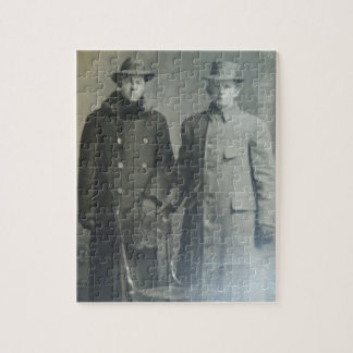 Dapper Brothers in Overcoats RPPC B&W Photo Image Jigsaw Puzzle