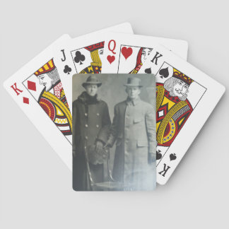 Dapper Brothers in Overcoats RPPC B&W Photo Image Poker Cards
