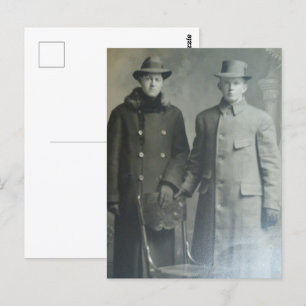 Dapper Brothers in Overcoats RPPC B&W Photo Image Postcard