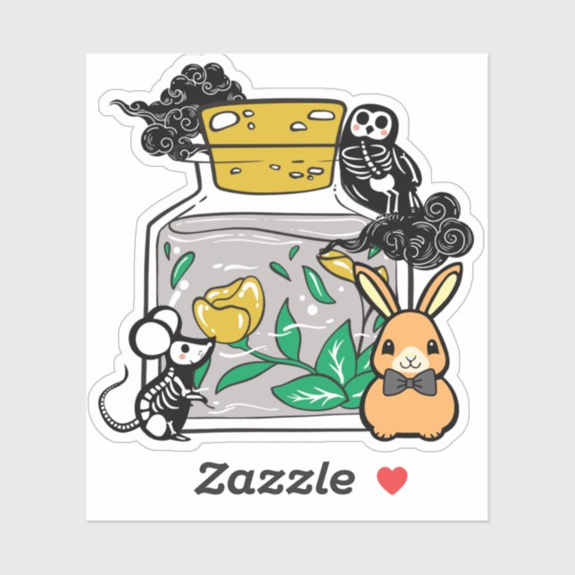 Dapper Bunny and Skeleton Companions Sticker (Sheet)