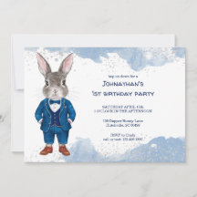Dapper Bunny in a Blue Suit Boy Birthday Party
