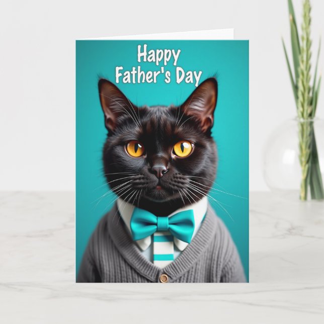 Dapper Cat Fathers Day Greeting Card (Front)
