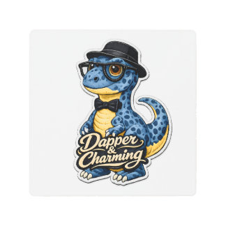 🦖🎩 Dapper & Charming – Gentleman Dinosaur Metal Print