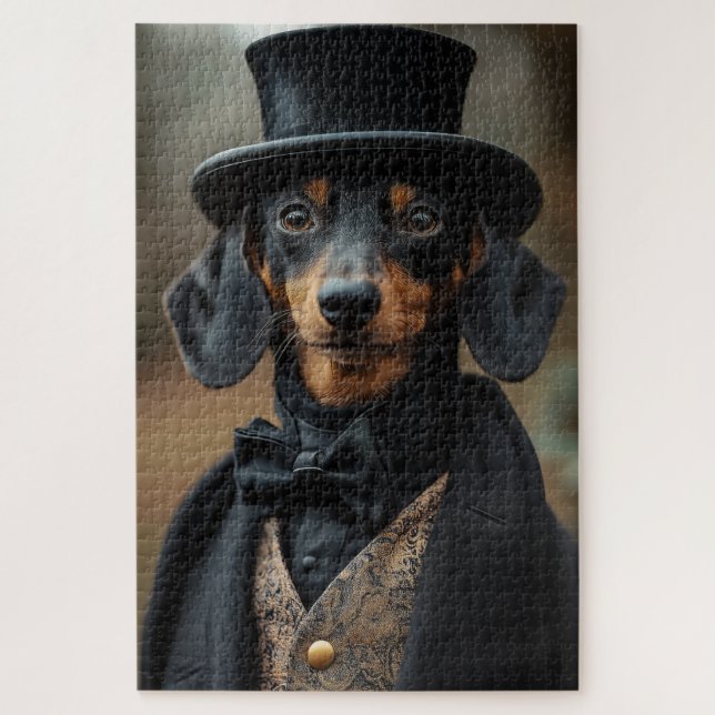 Dapper Dachshund in Elegant Victorian Attire Jigsaw Puzzle (Vertical)