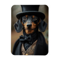 Dapper Dachshund in Elegant Victorian Attire
