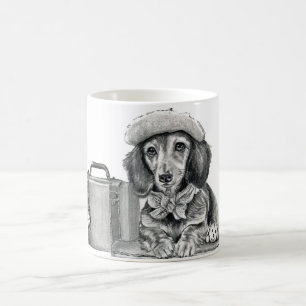 Dapper dachshund ready for adventure color morph mug