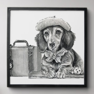 Dapper dachshund ready for adventure peel and stick photo tile