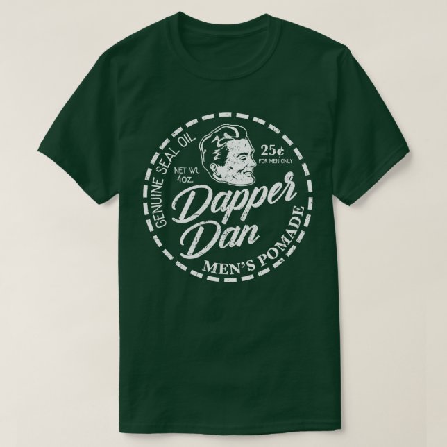 Dapper Dan Pomade White Distressed T-Shirt (Design Front)