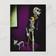 Dapper Día de los Muertos Skeleton with Dog
