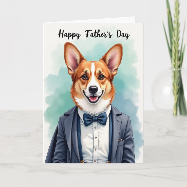 Dapper Dog Fathers Day Illustration Card (Front)