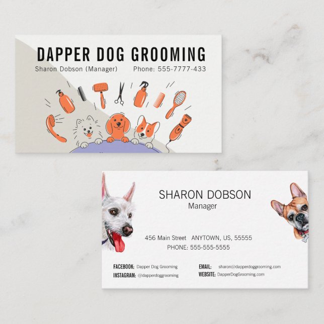 Dapper Dog Grooming Pet Business Card (Front/Back)