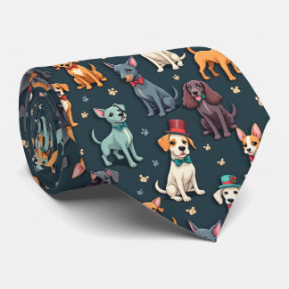Dapper Dogs in Bow Ties and Top Hats Pattern 